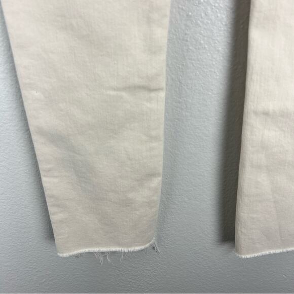 MOTHER | NEW The Rascal Crop Fray Cream Puff Beige Off White High Rise Jeans 24 - Picture 16 of 16